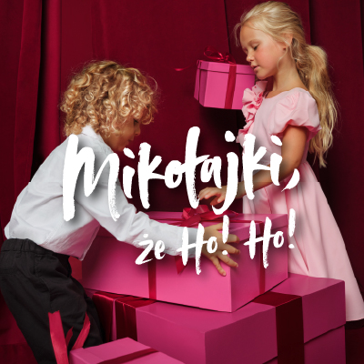 Event graphic with the inscription “Mikołajki że ho ho” (St. Nicholas Day, ho ho)