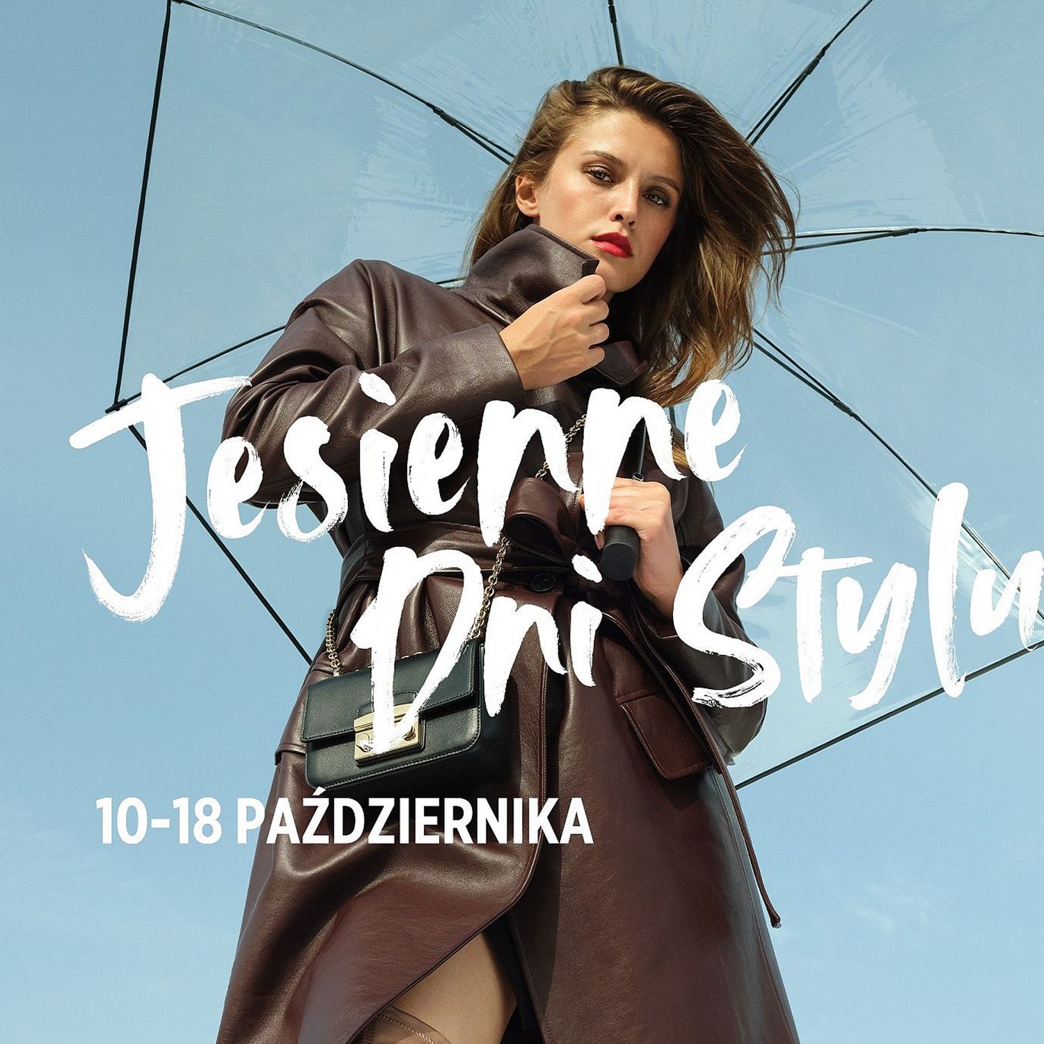 Pani z parasolem i napisem Jesienne Dni Stylu